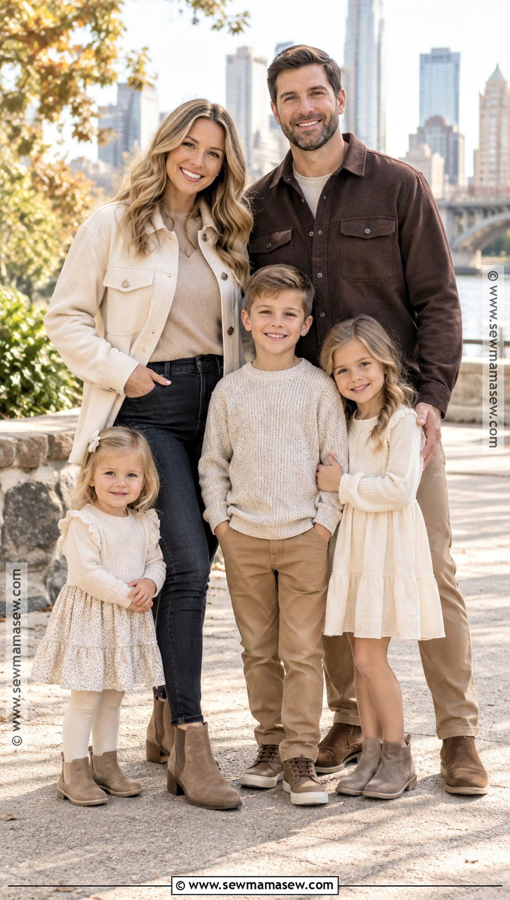 Cream Shacket And Neutral Family Photo Outfit - 15 cream fall outfit family photos ideas