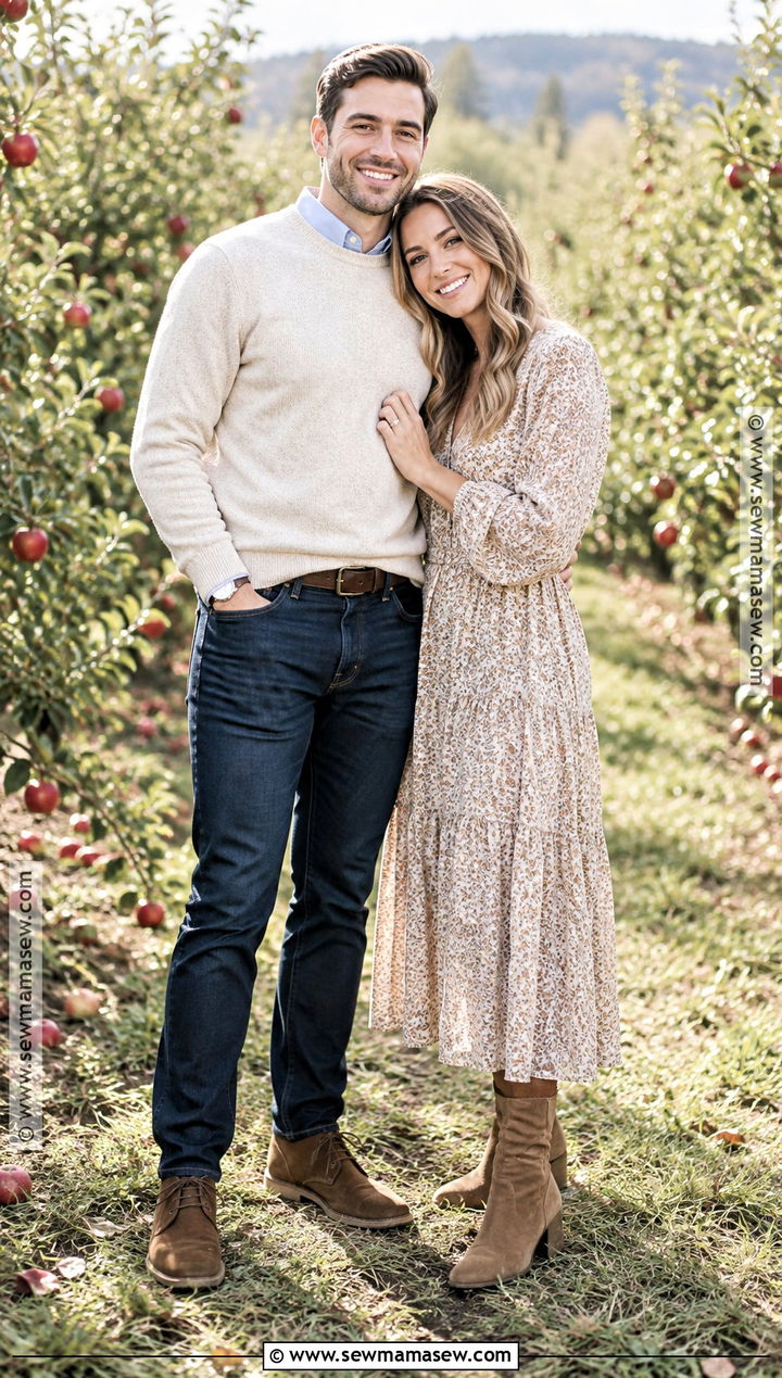 Cream Sweater And Dark Jeans Engagement Outfit - 15 engagement photos men outfit fall ideas