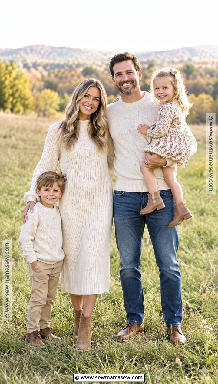 Cream Sweater And Denim September Family Photo Outfits - 25 september family pictures outfits