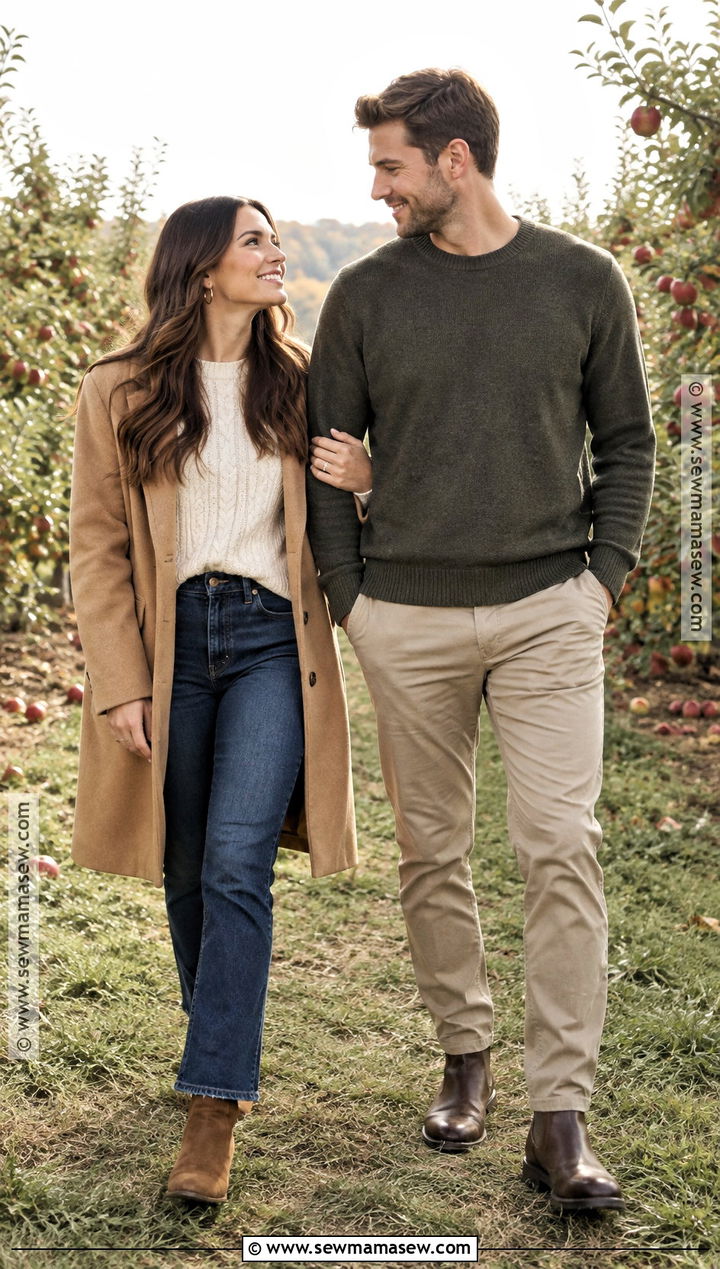 Cream Sweater And Jeans Fall Engagement Outfit - 25 fall engagement pictures outfit ideas