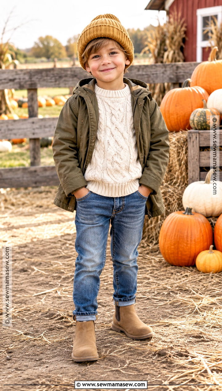 Cream Sweater And Jeans Pumpkin Patch Outfit - 25 pumpkin patch outfit ideas for kids
