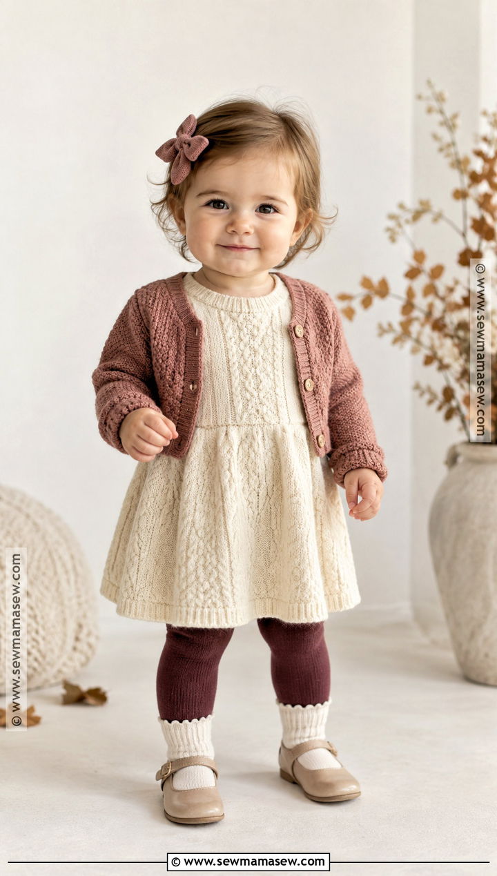 Cream Sweater Dress And Tights Baby Set - 15 autumn baby fashion set ideas
