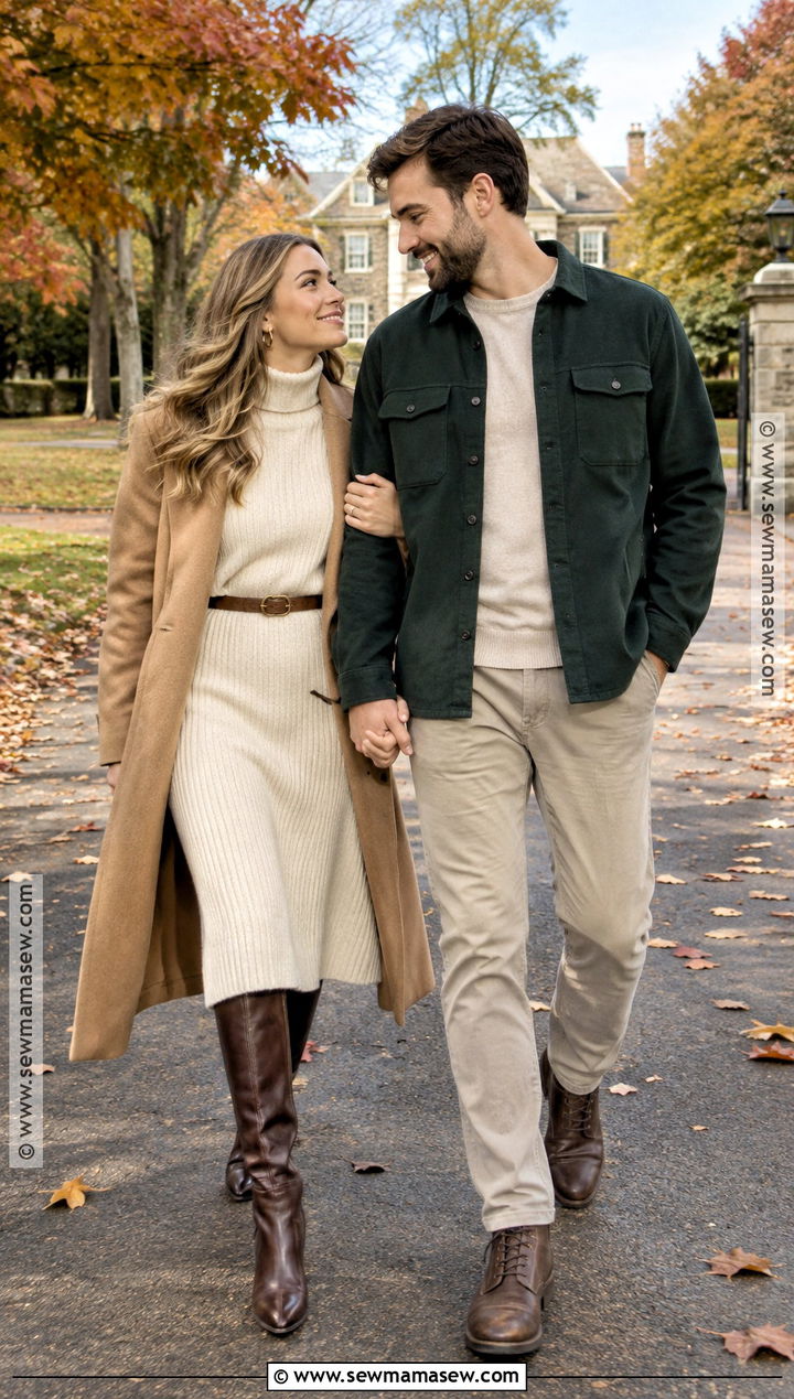 Cream Sweater Dress Fall Engagement Outfit - 15 engagement session outfits fall