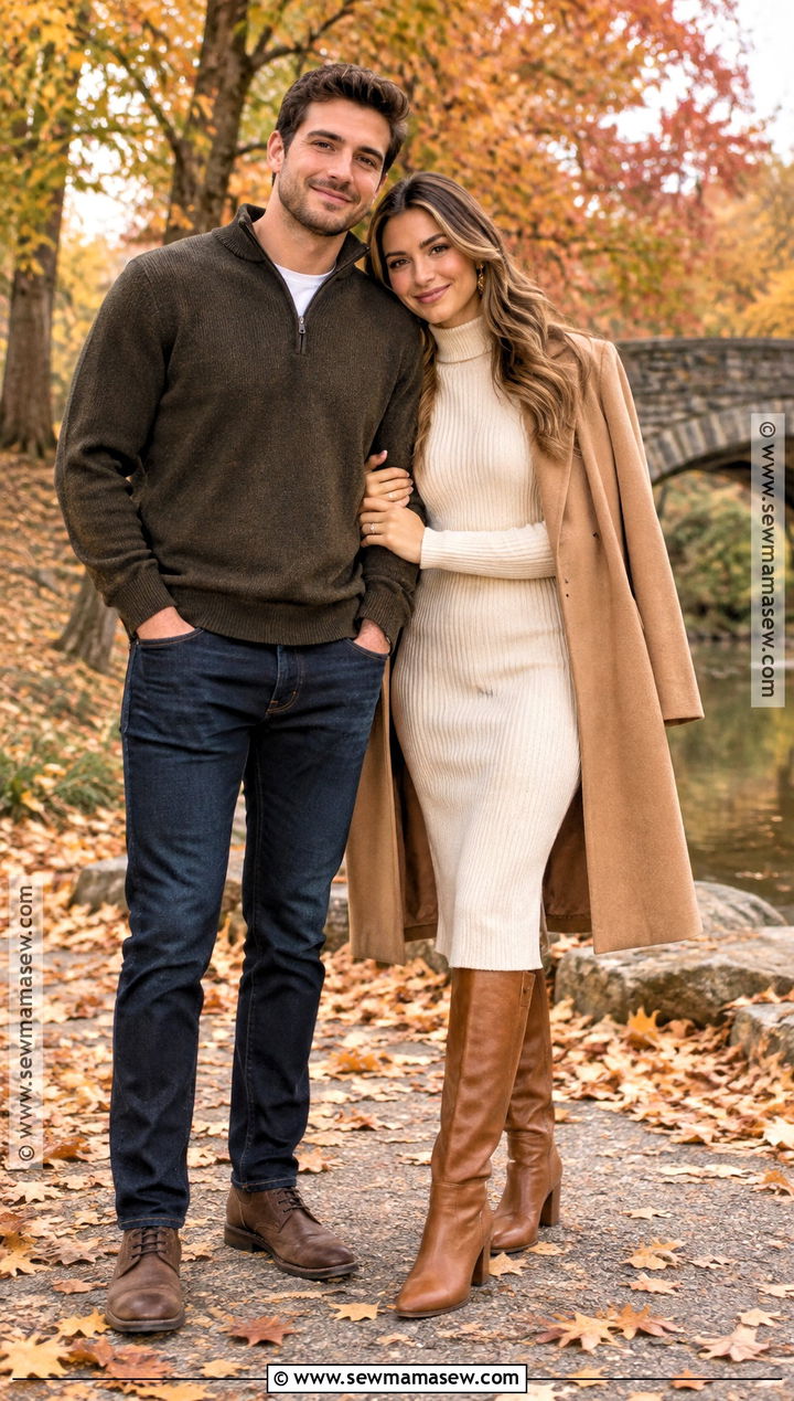 Cream Sweater Dress Fall Engagement Photo Outfit - 25 engagement photos outfits fall
