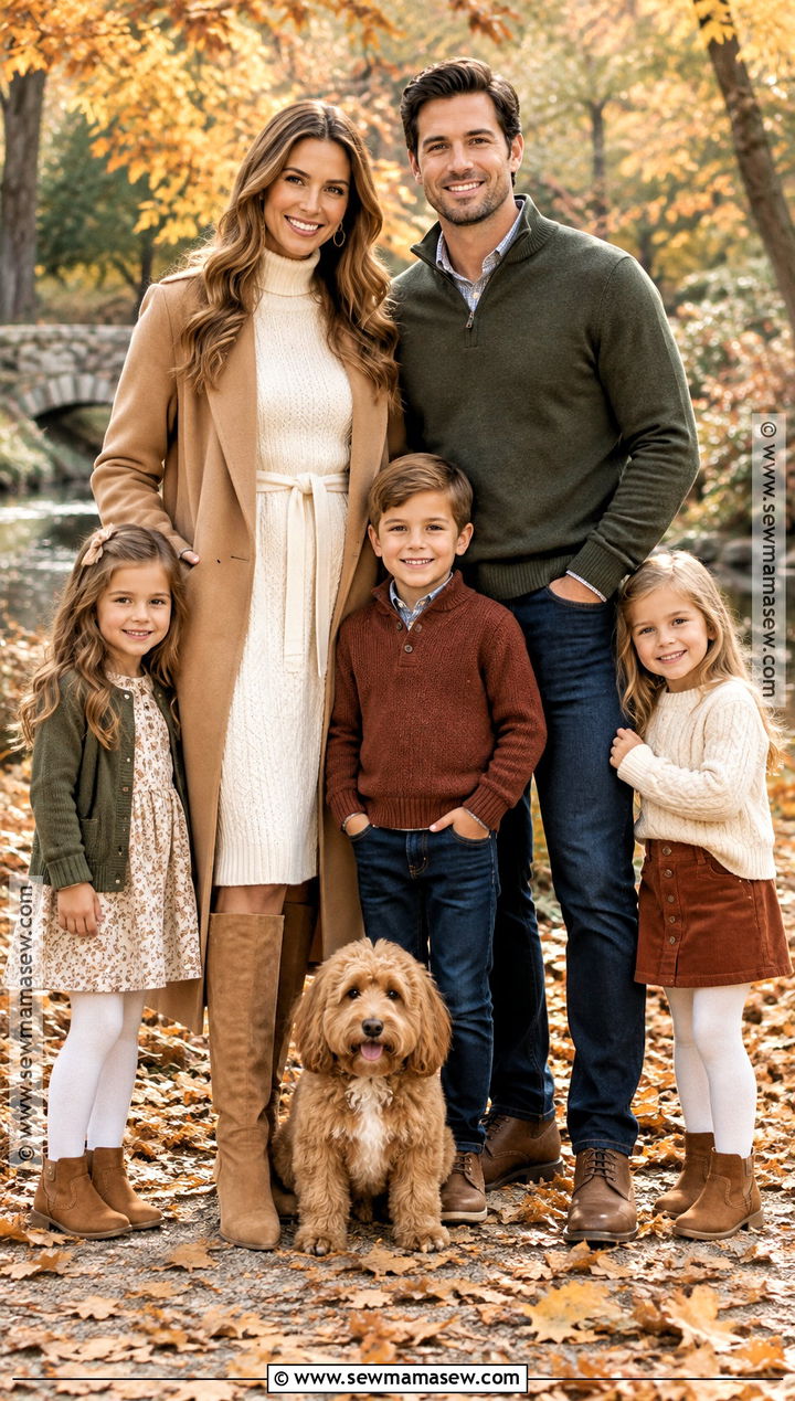 Cream Sweater Dress Fall Family Photo Outfit - 15 mom family photo outfit fall ideas