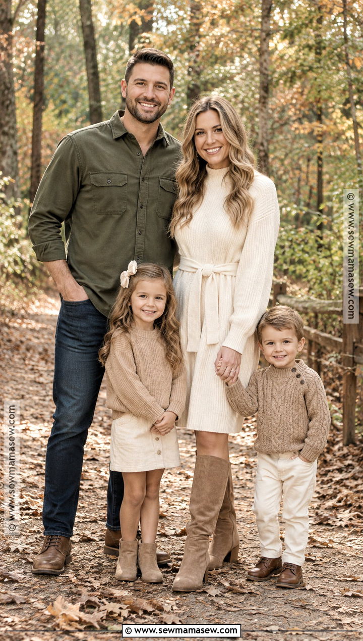 Cream Sweater Dress Fall Family Picture Outfit - 25 outdoor fall family pictures outfits