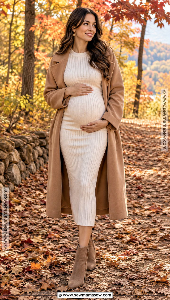 Cream Sweater Dress Fall Maternity Photo Outfit - 15 maternity photo fall outfits
