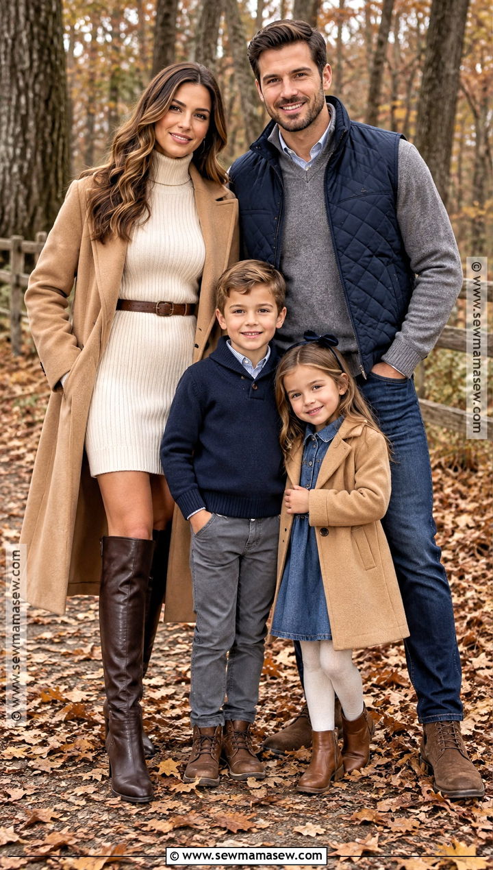 Cream Sweater Dress With Knee High Boots - 15 fall family picture dress ideas