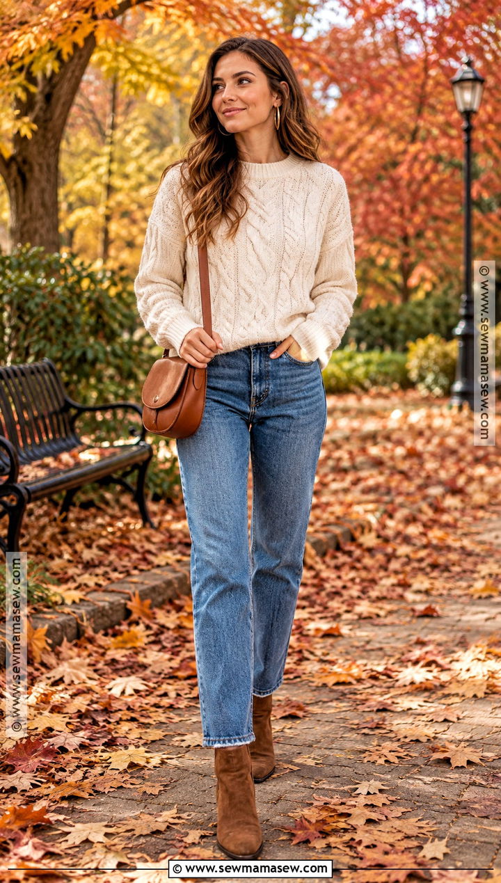 Cream Sweater Fall Photo Shoot Outfit - 30 fall photo shoot outfits