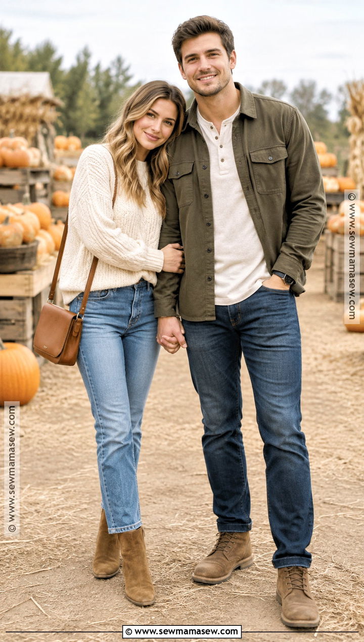Cream Sweater Pumpkin Patch Couple Outfit - 25 Pumpkin Patch Couple Outfit Ideas