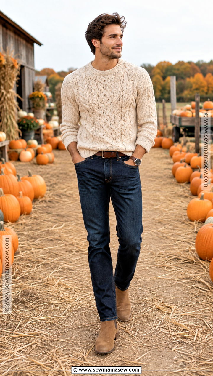 Cream Sweater Pumpkin Patch Outfit - 25 pumpkin patch outfit ideas for men