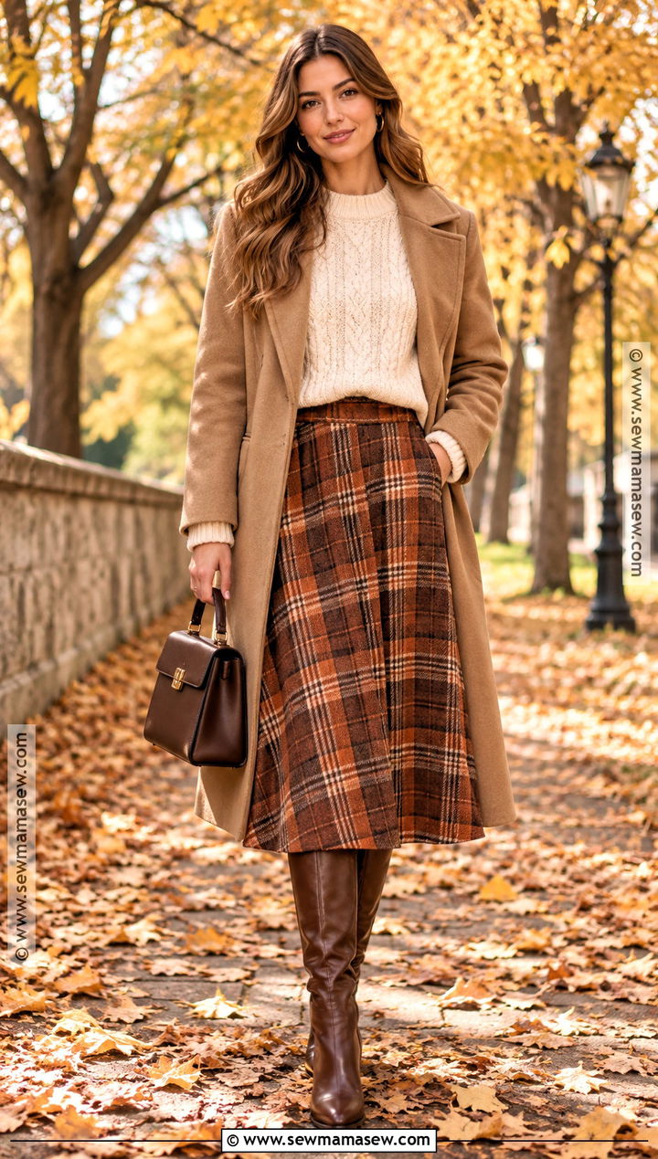 Cream Sweater and Plaid Skirt Fall Shoot - 15 Fall Fashion Shoot Ideas