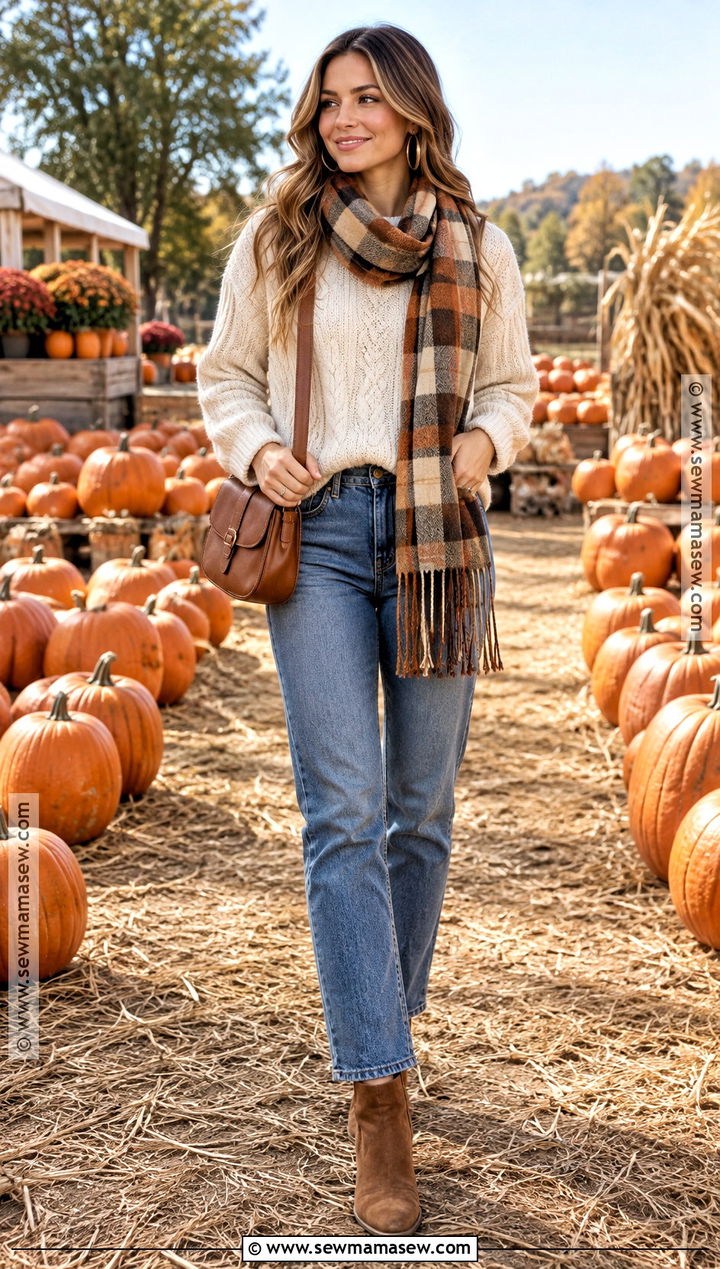 Cream Sweater and Straight Leg Jeans Pumpkin Patch Fit - 25 pumpkin patch fits