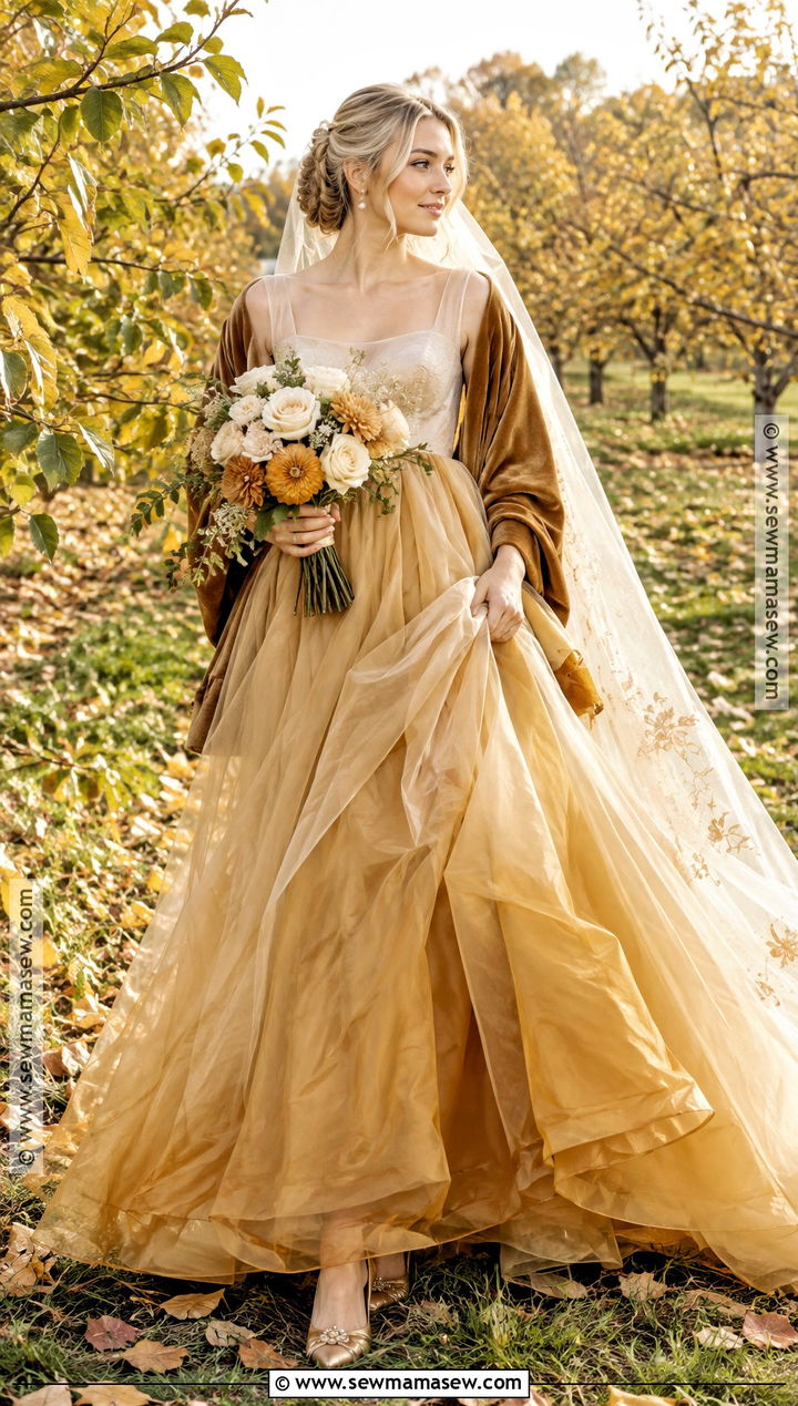 Cream To Mustard Gold Ombre Wedding Dress - 15 fall ombre wedding dress ideas