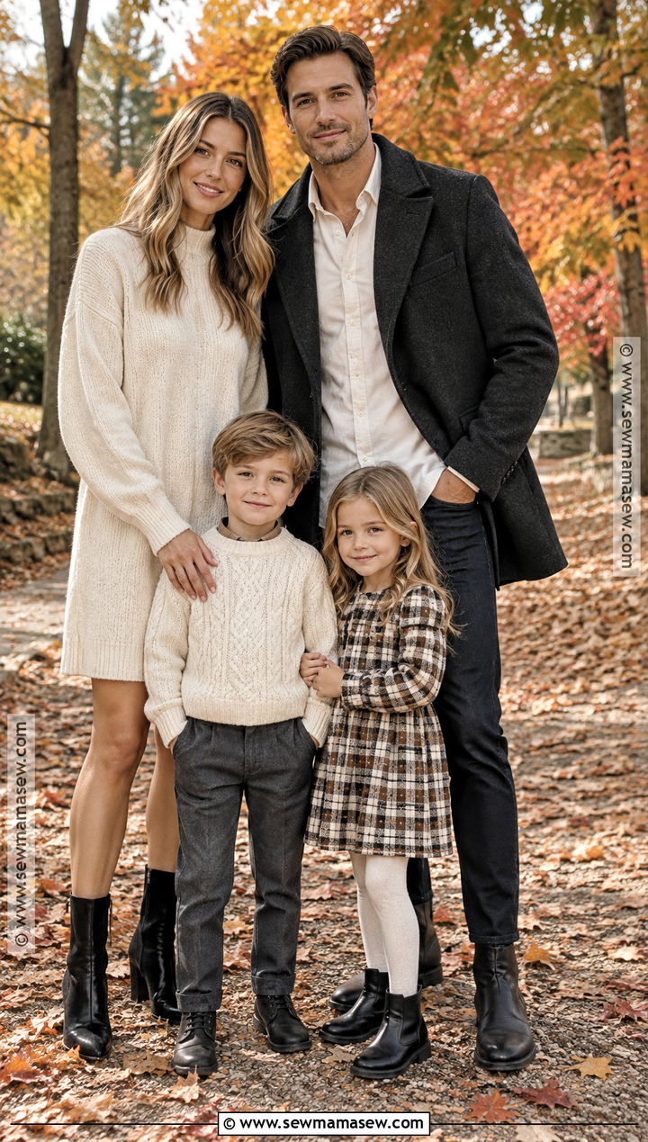Cream and Black Fall Family Outfit - 15 fall outfits for family pictures outside