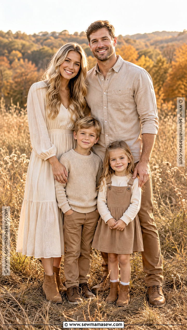 Cream and Camel Fall Family Photo Outfits - 20 Neutral Fall Family Photo Outfits