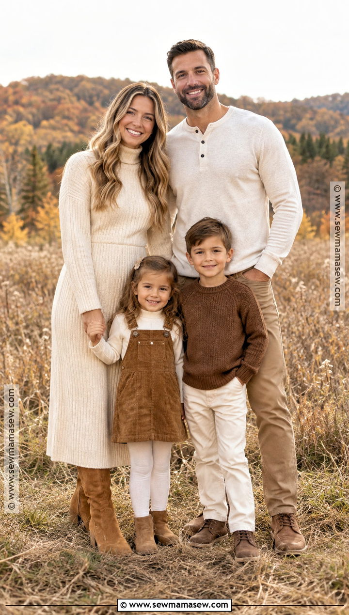 Cream and Camel Fall Family Photo Outfits - 15 fall family shoot outfit ideas