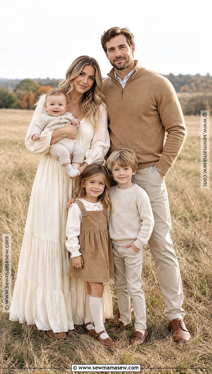 Cream and Camel Fall Family Picture Outfits - 15 family picture outfits for fall