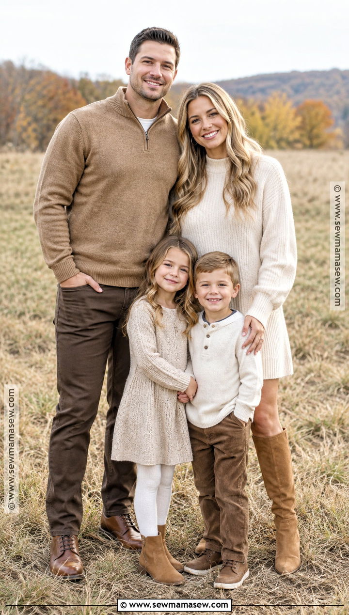 Cream and Camel November Family Photo Outfits - 15 november family photos outfits