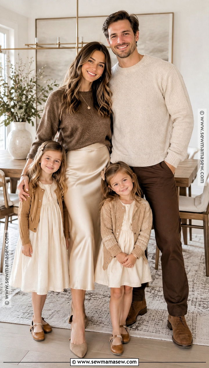 Cream and Mocha Thanksgiving Family Outfit - 25 thanksgiving family outfits