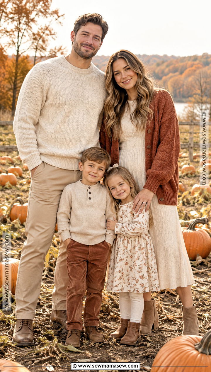 Cream and Muted Rust Fall Family Picture Outfit - 15 fall family pictures neutral outfits