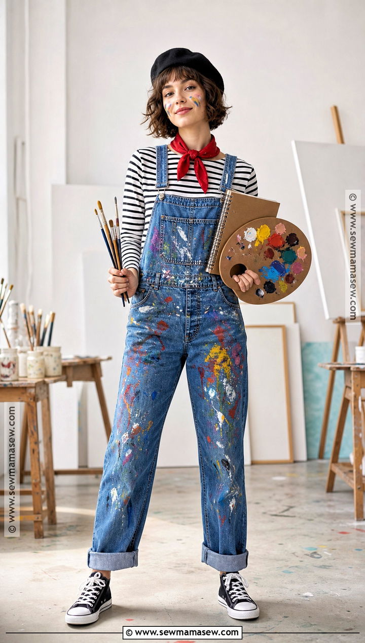 Creative Artist Costume With Paint Splashed Overalls - 45 costumes ideas
