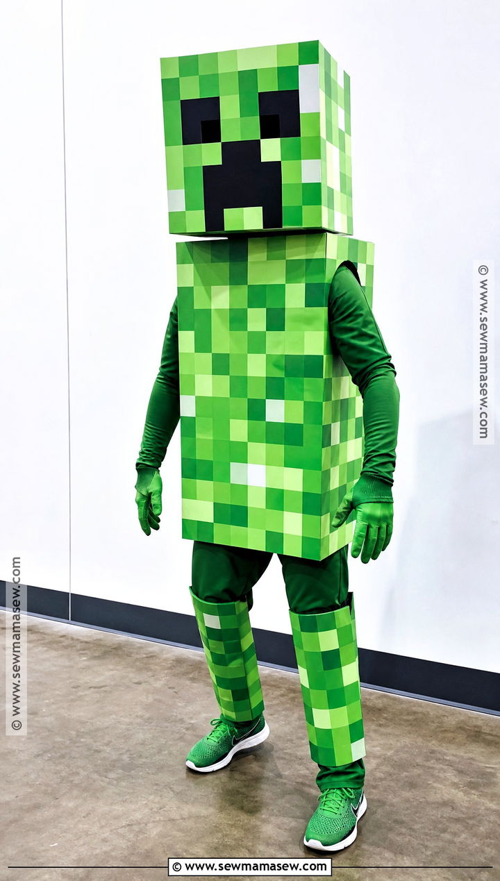 Creeper Costume With Foam Block Body - 30 creeper costume ideas