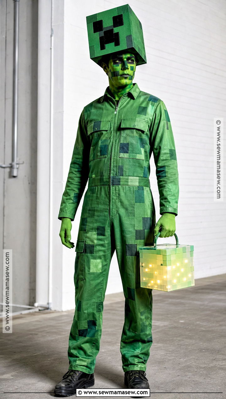 Creeper Costume With Green Jumpsuit - 30 creeper costume ideas