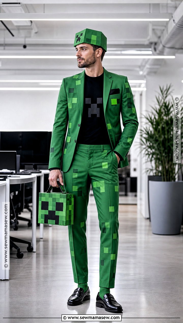 Creeper Costume With Green Suit - 30 creeper costume ideas