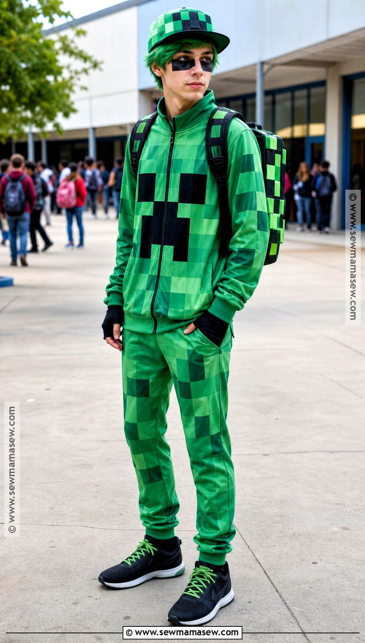 Creeper Costume With Green Tracksuit - 30 creeper costume ideas