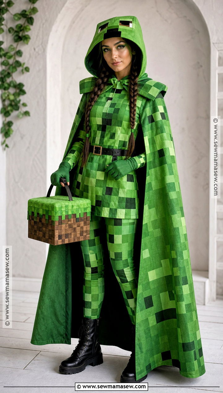 Creeper Costume With Hooded Cape - 30 creeper costume ideas