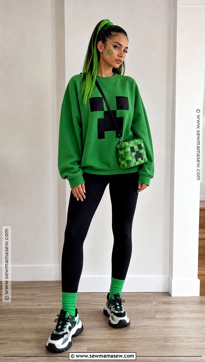 Creeper Costume With Oversized Sweatshirt - 30 creeper costume ideas