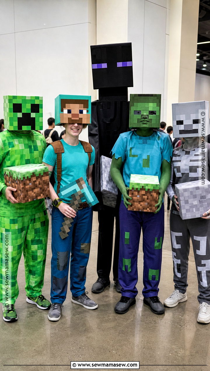 Creeper Group Costume With Block Characters - 30 creeper costume ideas