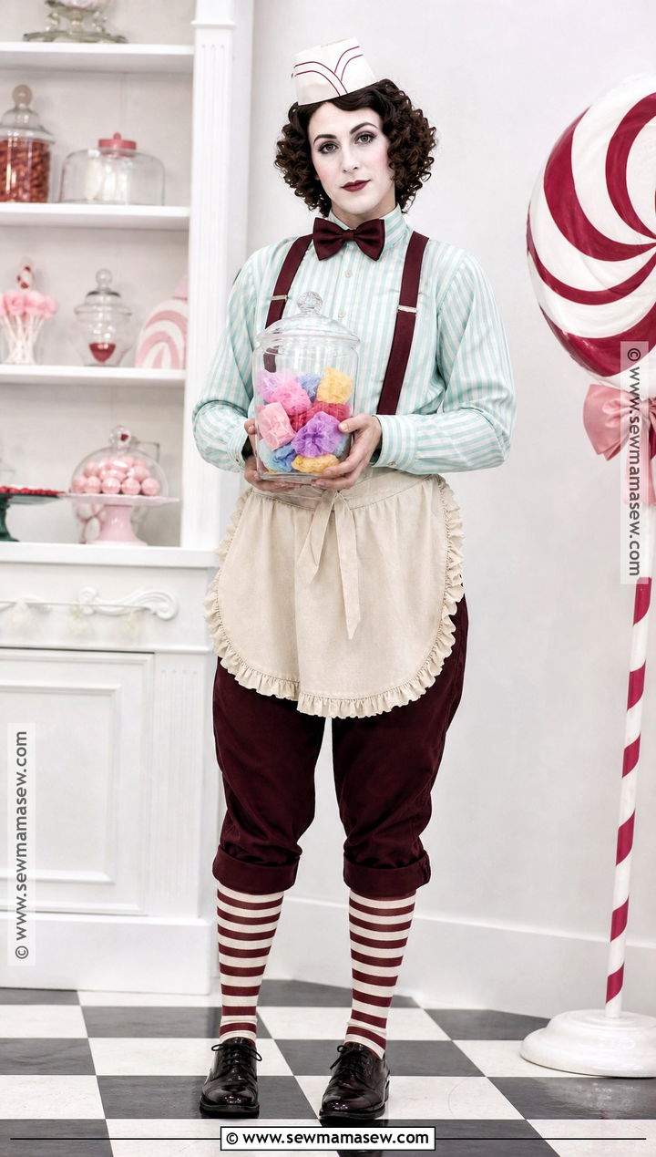 Creepy Candy Maker Costume With Striped Apron - 50 scary halloween costume ideas
