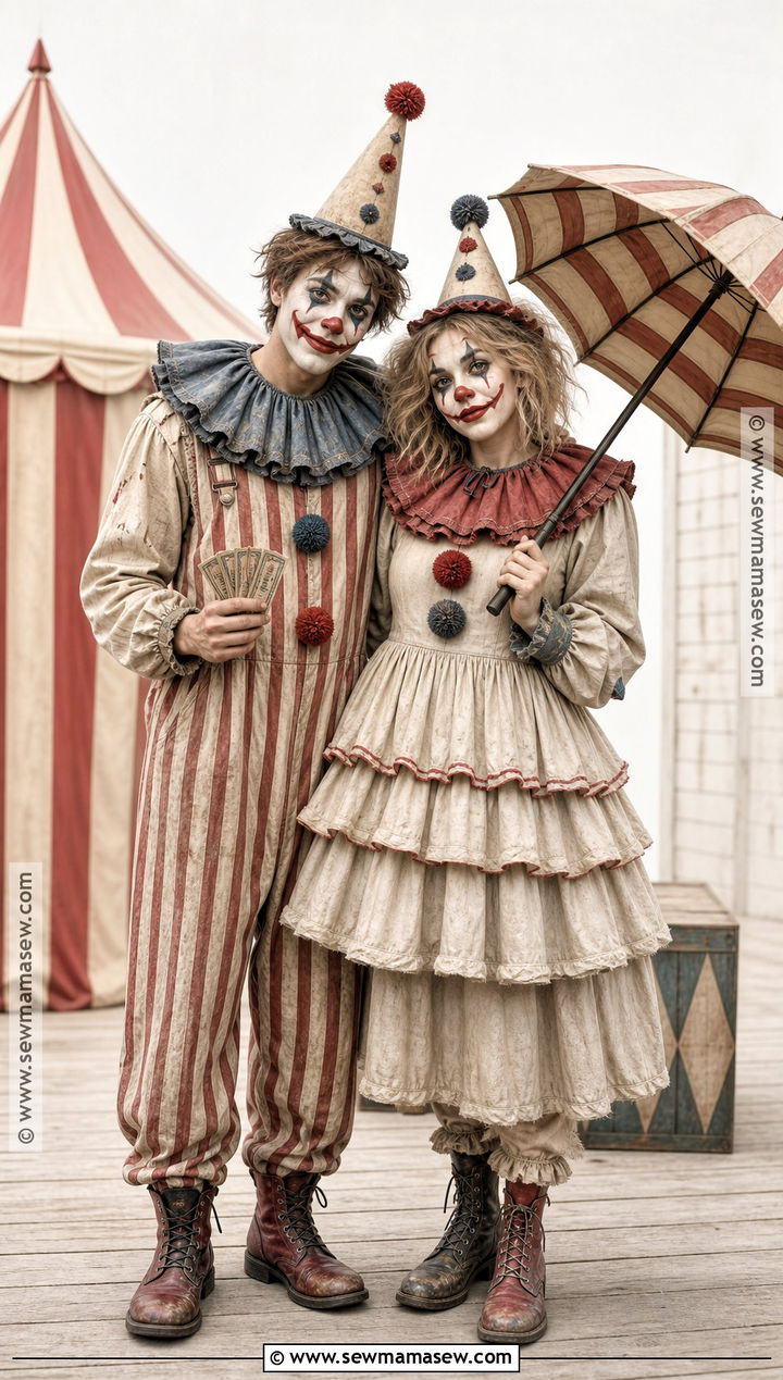 Creepy Carnival Clown Couple Costume - 30 clown couple costume ideas