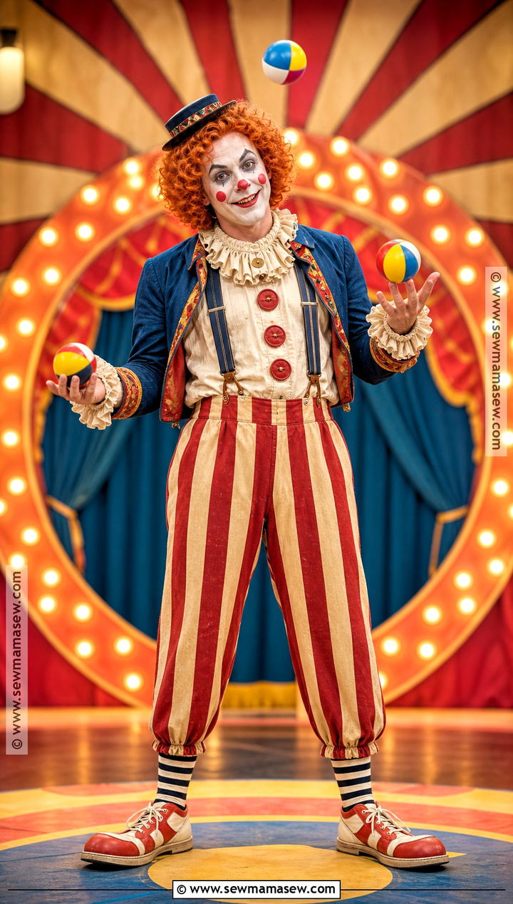 Creepy Circus Clown Costume With Striped Suit - 30 horror costumes