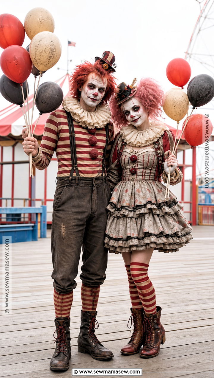 Creepy Clown Couple Costume - 30 scary couple costumes
