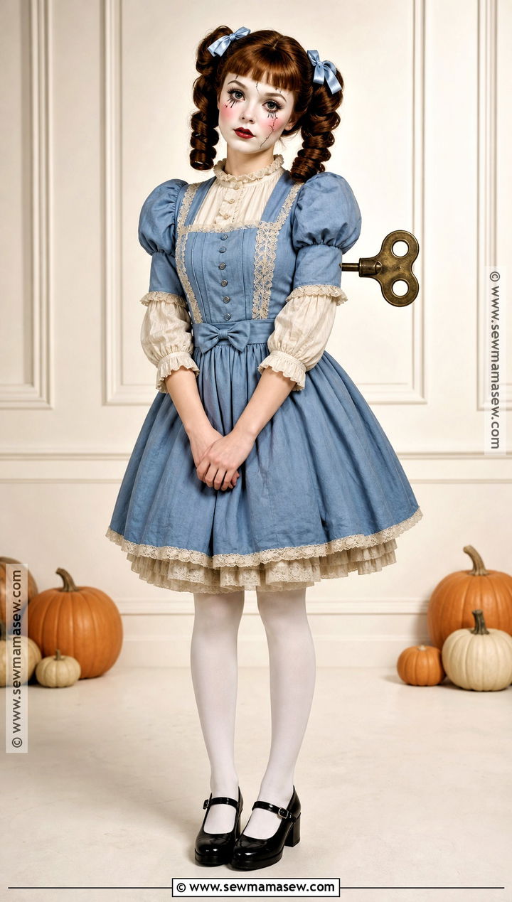 Creepy Porcelain Doll Costume With Cracked Makeup - 50 scary halloween costume ideas