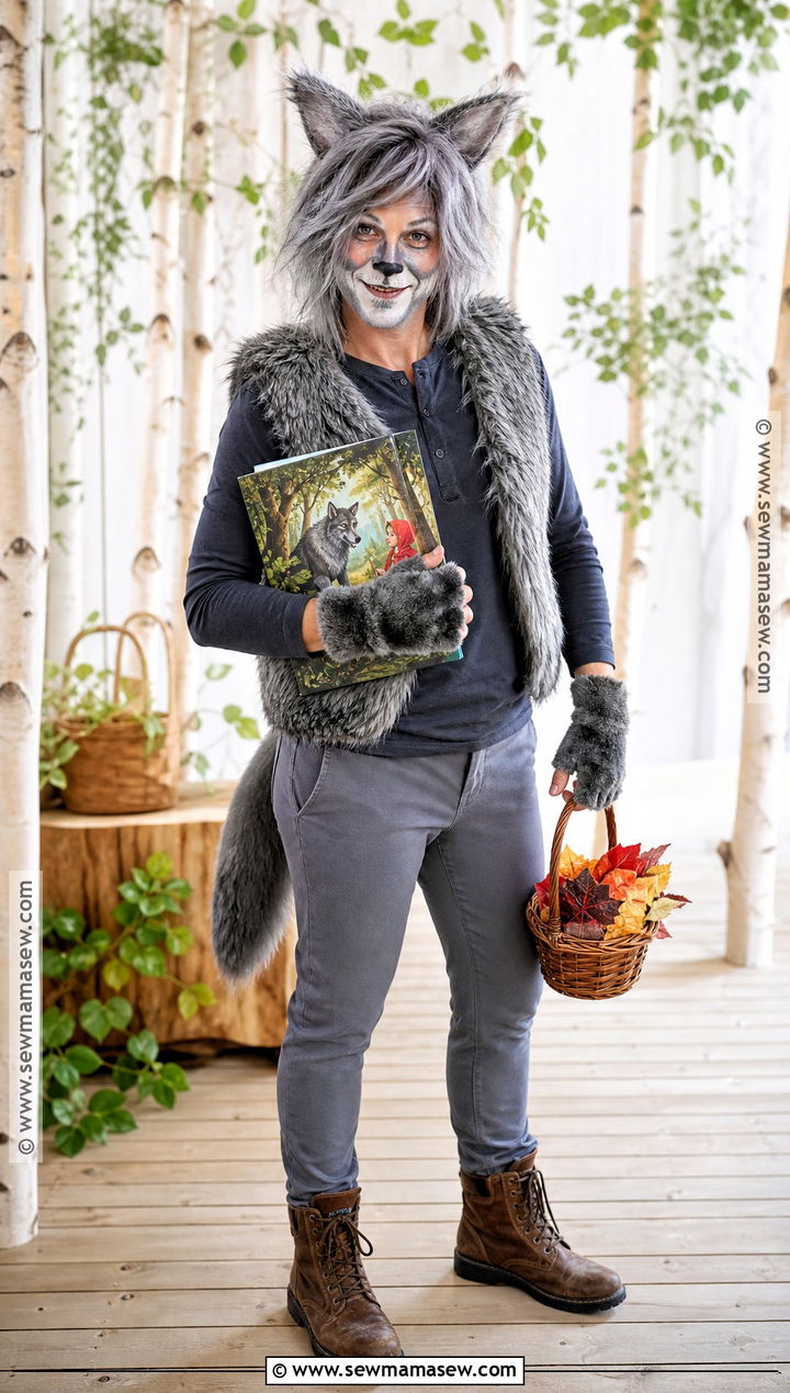 Creepy Storybook Wolf Costume With Gray Fur - 50 scary halloween costume ideas