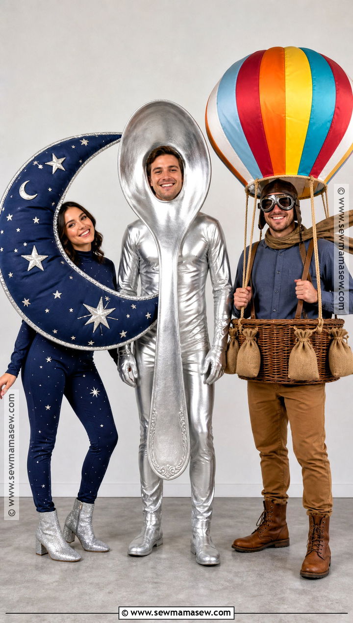 Crescent Moon Silver Spoon And Hot Air Balloon Costume - 35 rhyme without reason costume 3 people ideas