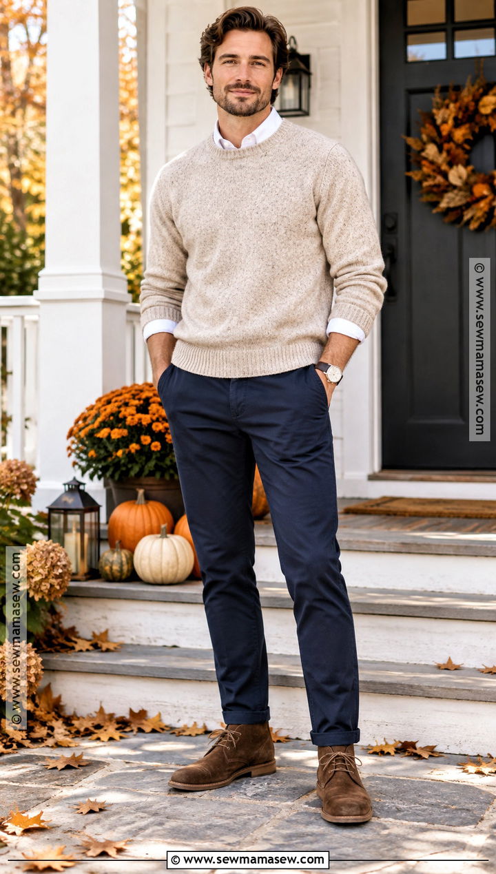 Crewneck Sweater Thanksgiving Outfit - 20 Mens Thanksgiving Outfit Ideas