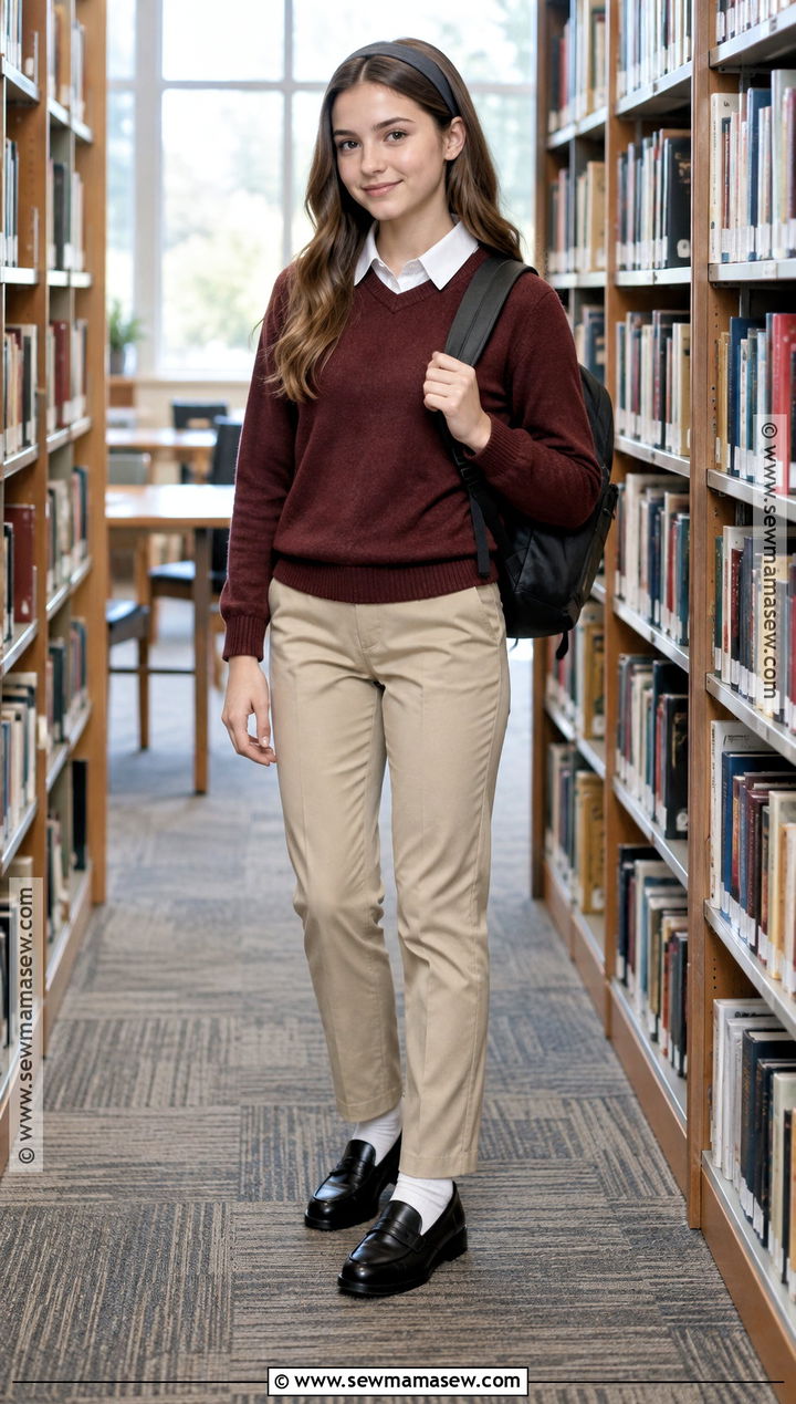 Crewneck Sweater and Collared Shirt Uniform - 25 back to school uniform ideas