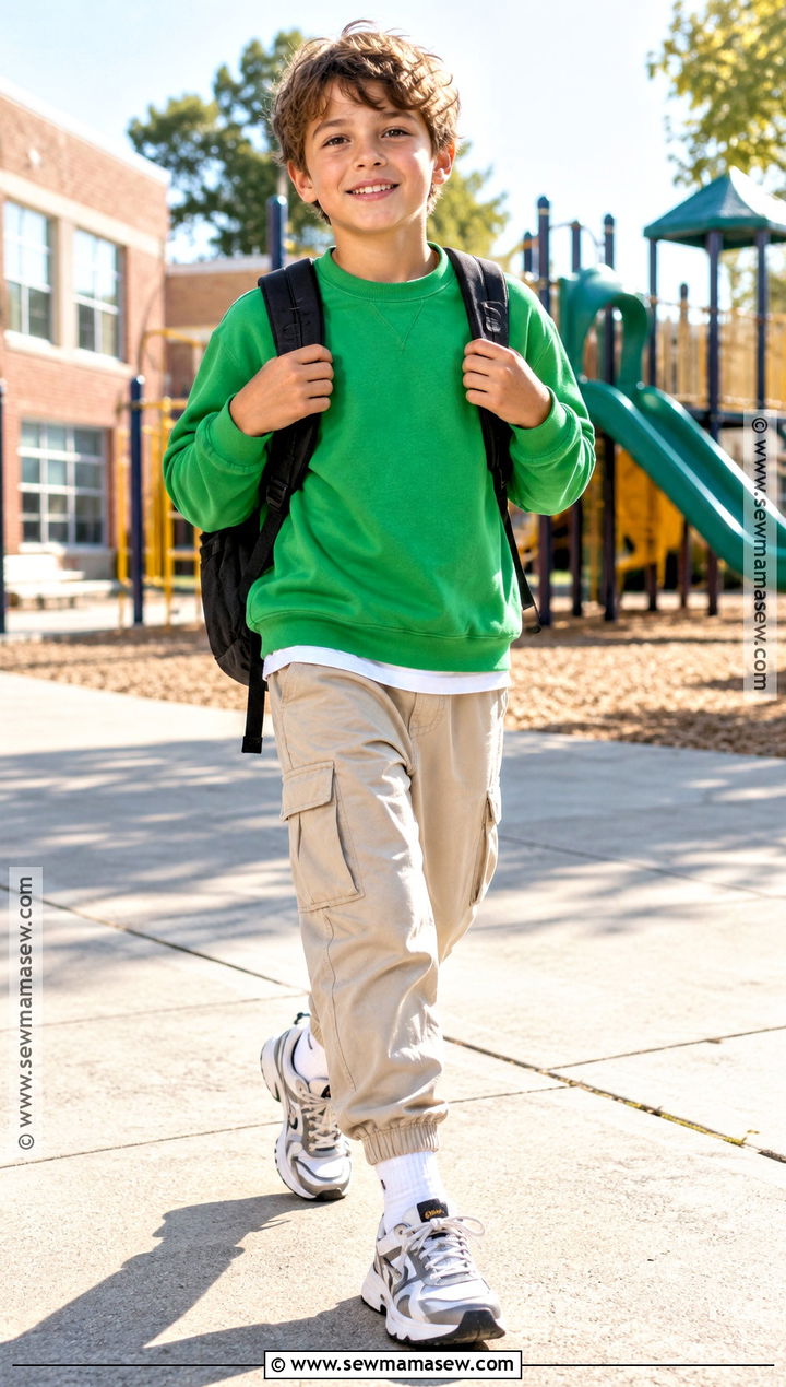 Crewneck Sweatshirt And Cargo Joggers Elementary School Outfit - 15 elementary back to school outfits