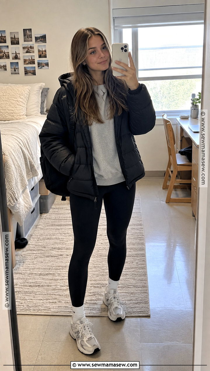 Crewneck Sweatshirt And Leggings College Outfit - 20 autumn outfits college