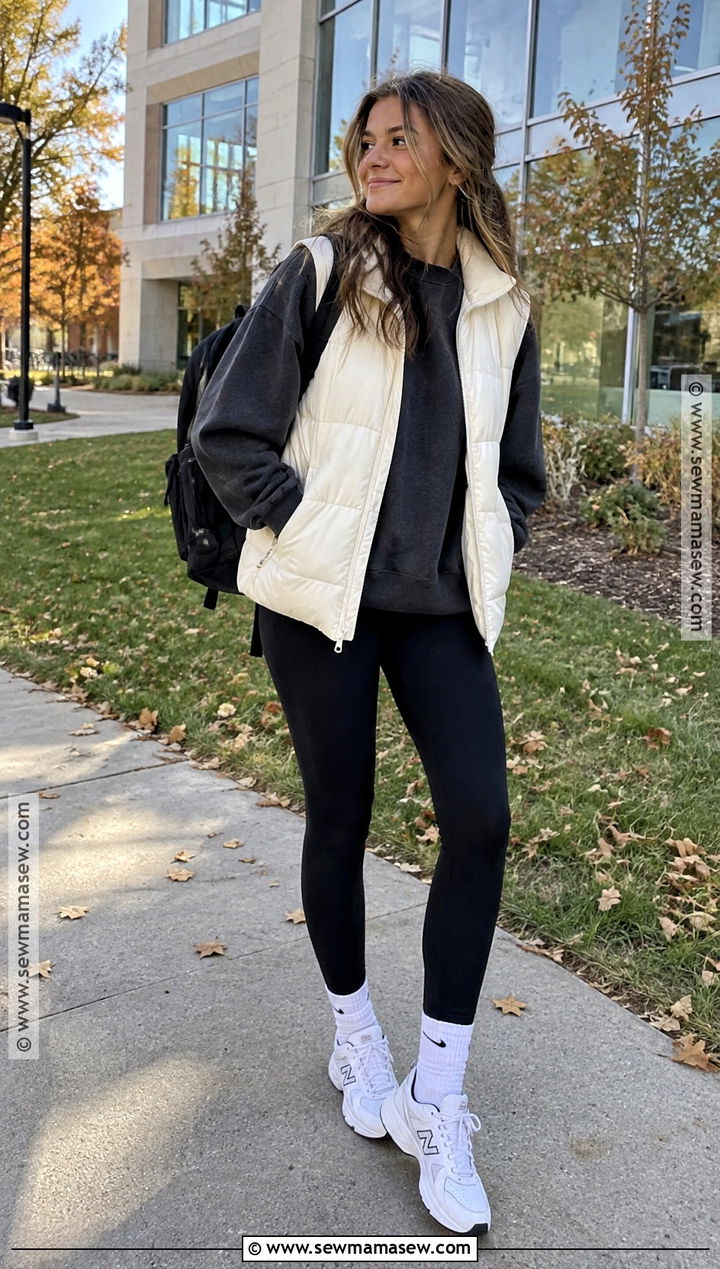 Crewneck Sweatshirt And Leggings Fall School Outfit - 15 simple fall school outfits