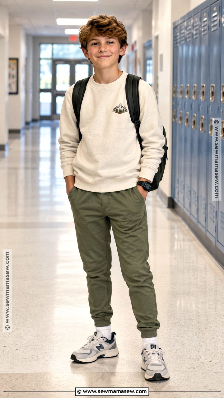 Crewneck Sweatshirt With Jogger Pants - 20 back to school outfits for 5th grade