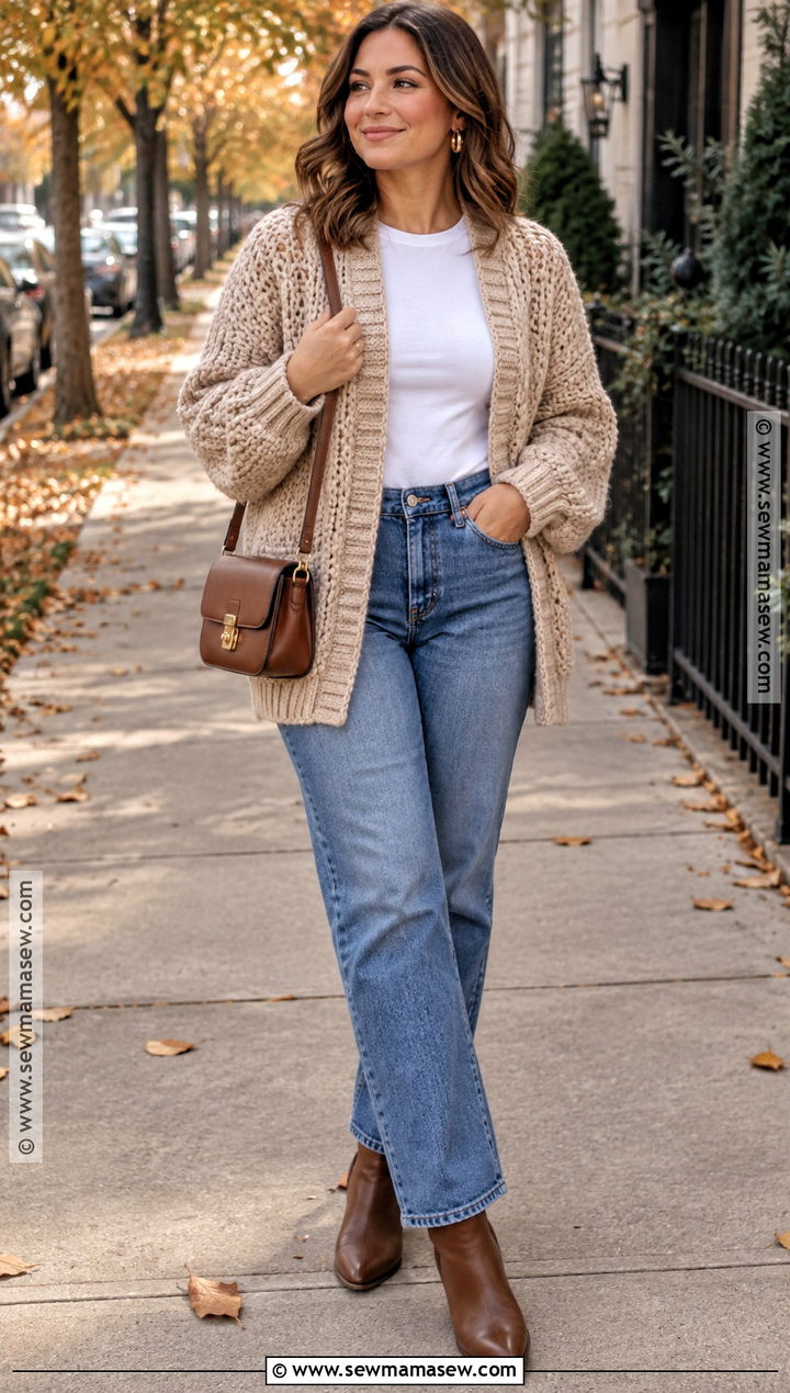 Crochet Cardigan With Straight Leg Jeans - 15 Fall Clothes Crochet