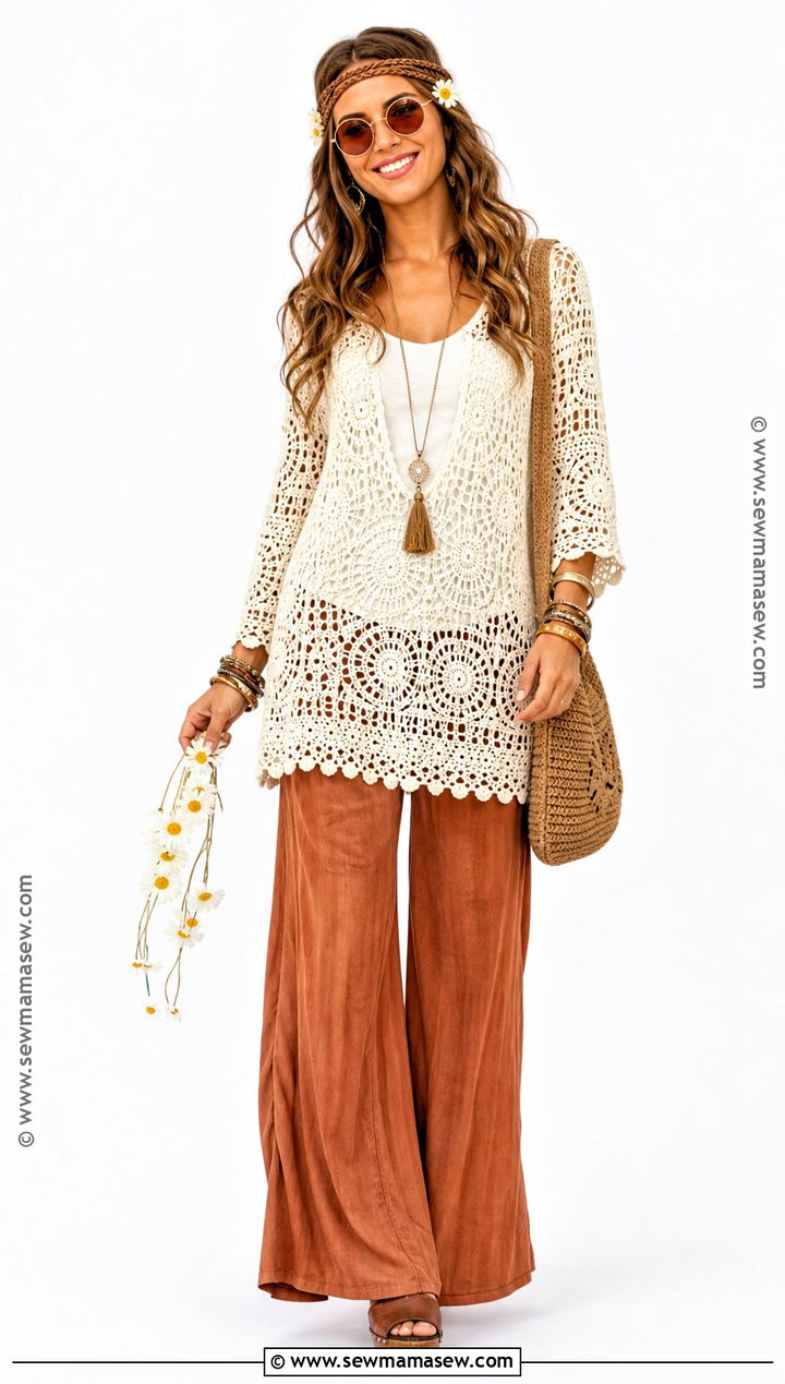 Crochet Hippie Costume With Wide Leg Pants - 45 hippie costume ideas