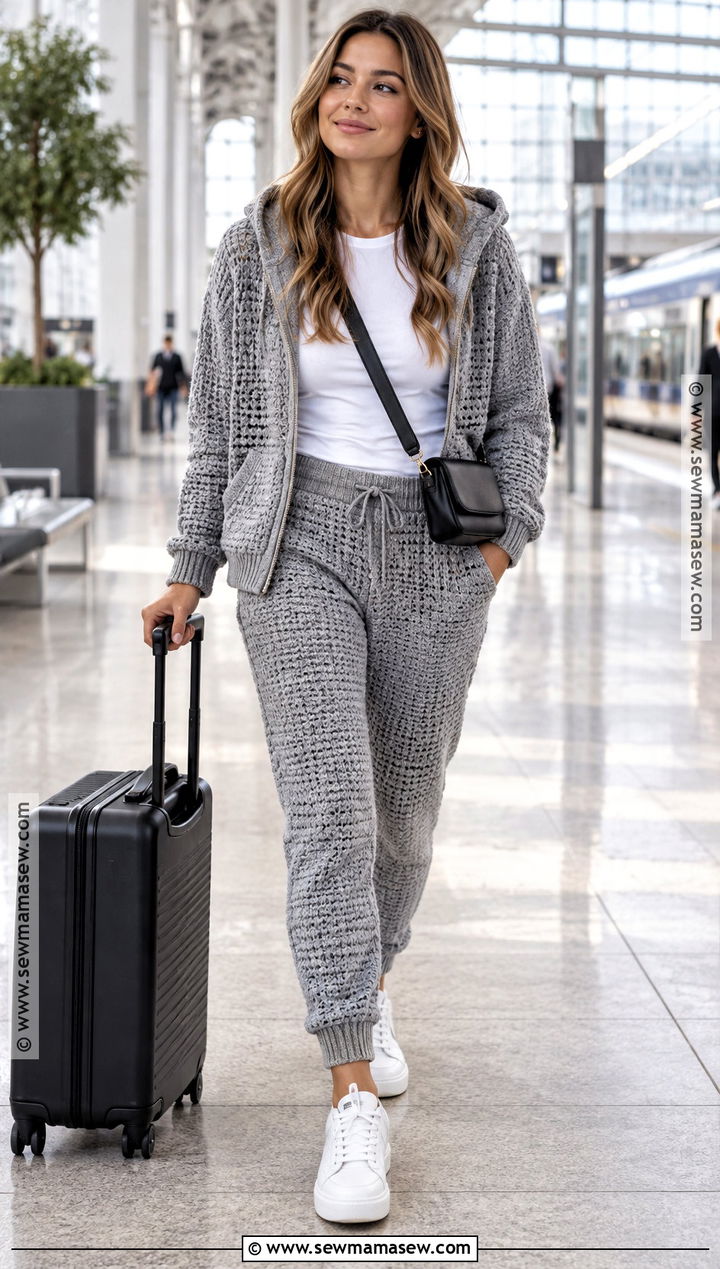 Crochet Hoodie With Joggers And Sneakers - 25 crochet fall clothes