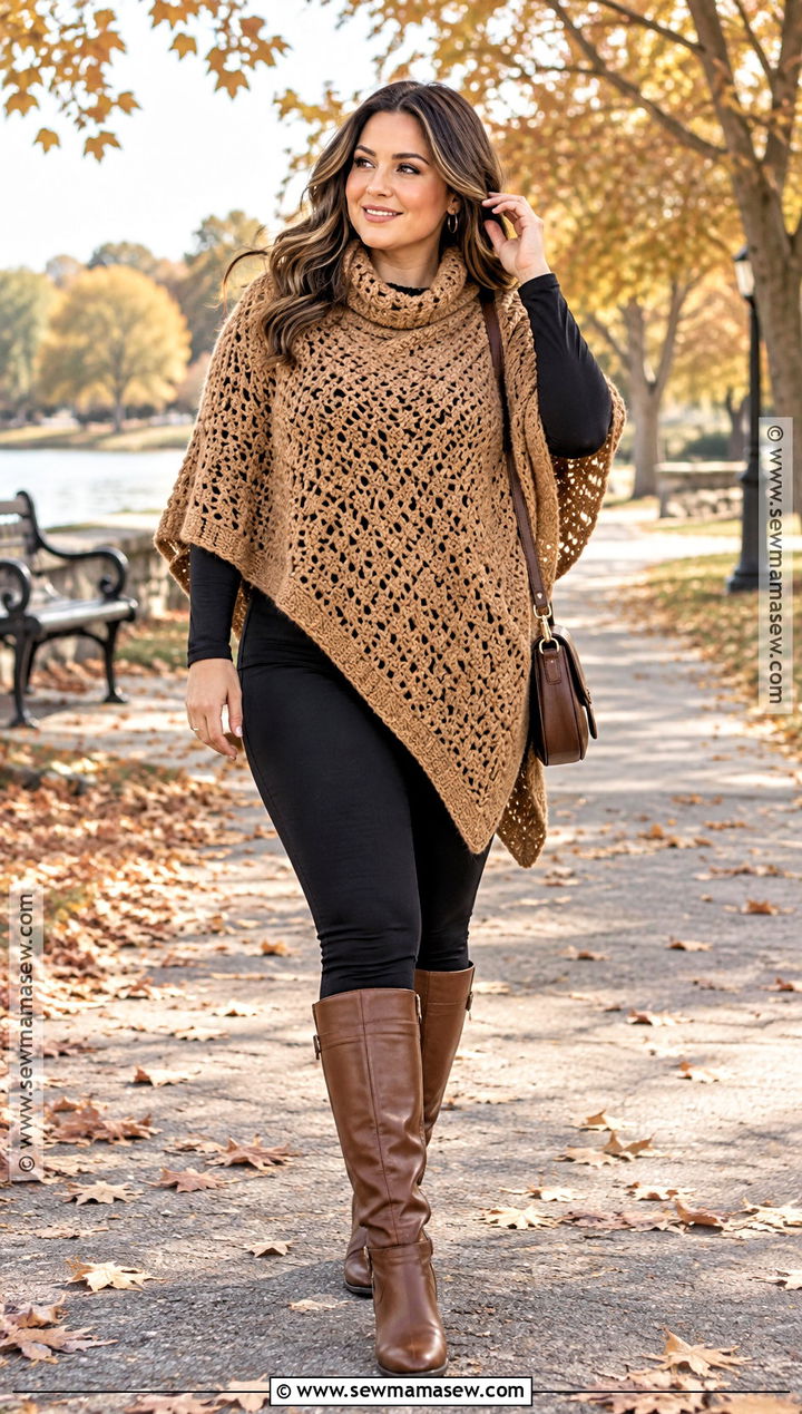 Crochet Poncho With Leggings And Knee Boots - 20 fall crochet clothes
